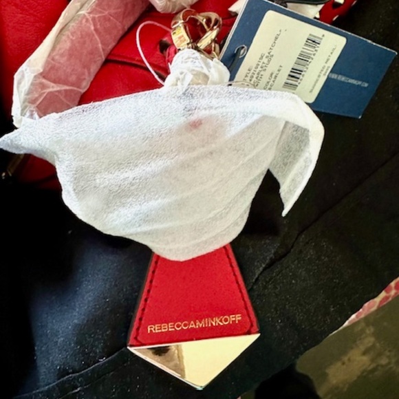 NWT Rebecca Minkoff designer Red Leather Purse Satchel style with… - Picture 15 of 16